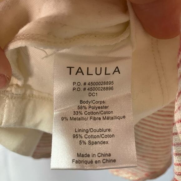 Aritzia Talula Striped Shimmer Pleated Flair Mini Skirt Womens 2 Elasticic Waist - Picture 7 of 11